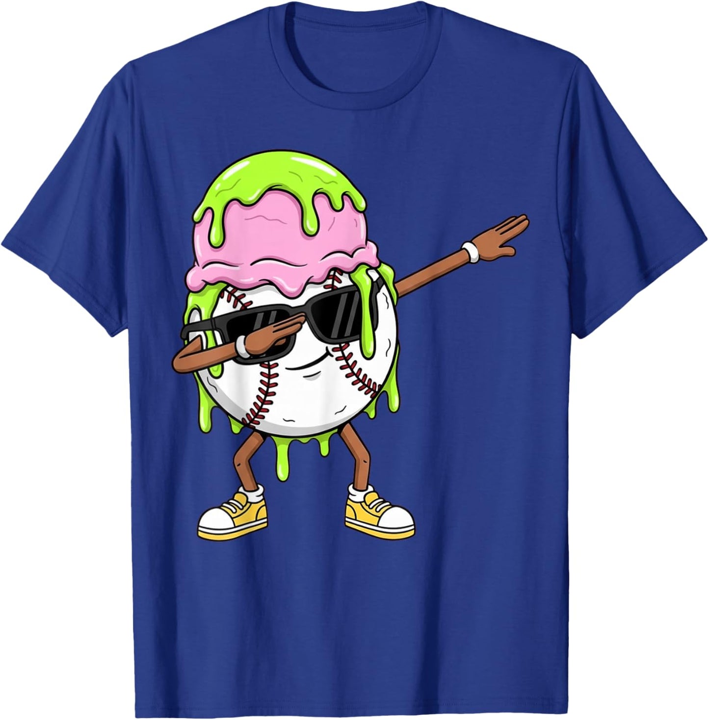 Dabbing Baseball Drip Ice Cream Kids Youth Boys Girls T-Shirt - T-Shirt | Royal