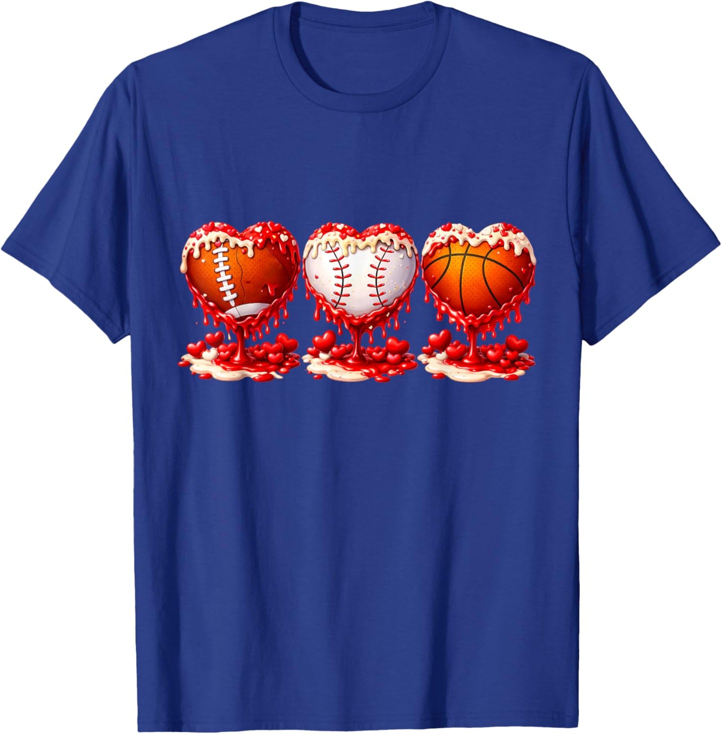 Drip Valentines Day Basketball Baseball Football Boy Men Kid T-Shirt - T-Shirt | Royal
