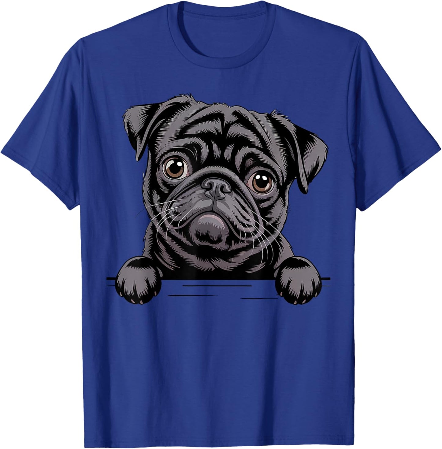 Black Pug Funny Peeking Pocket Puppy Dog Lover T-Shirt - T-Shirt | Royal