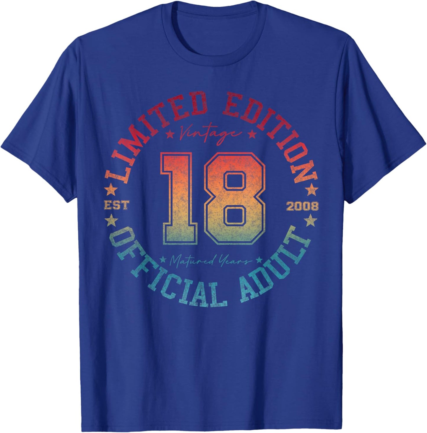 Official Adult 18 Year Old Gifts Vintage 2008 Boy Girl T-Shirt - T-Shirt | Royal