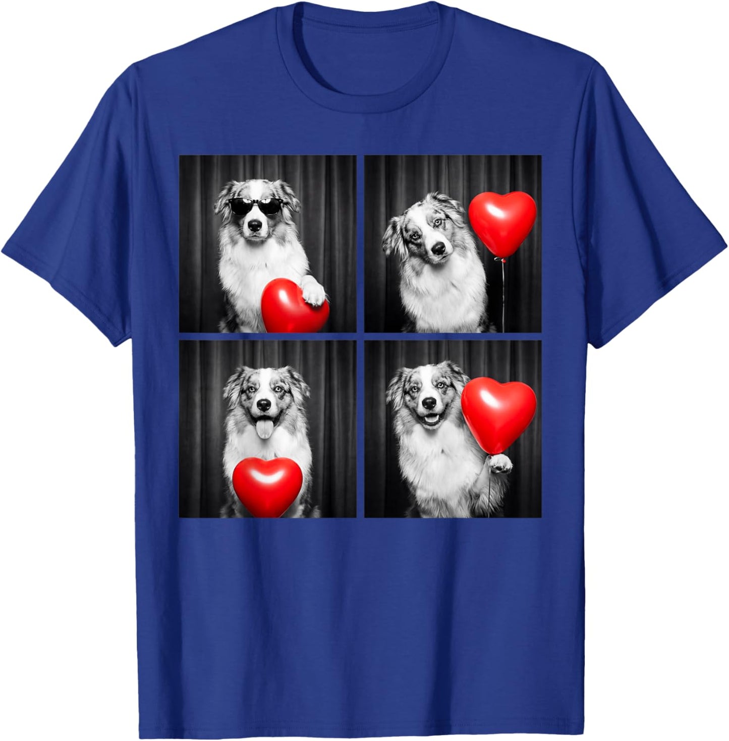 Australian Shepherd Photobooth Aussie Dog Design Valentines T-Shirt - T-Shirt | Royal