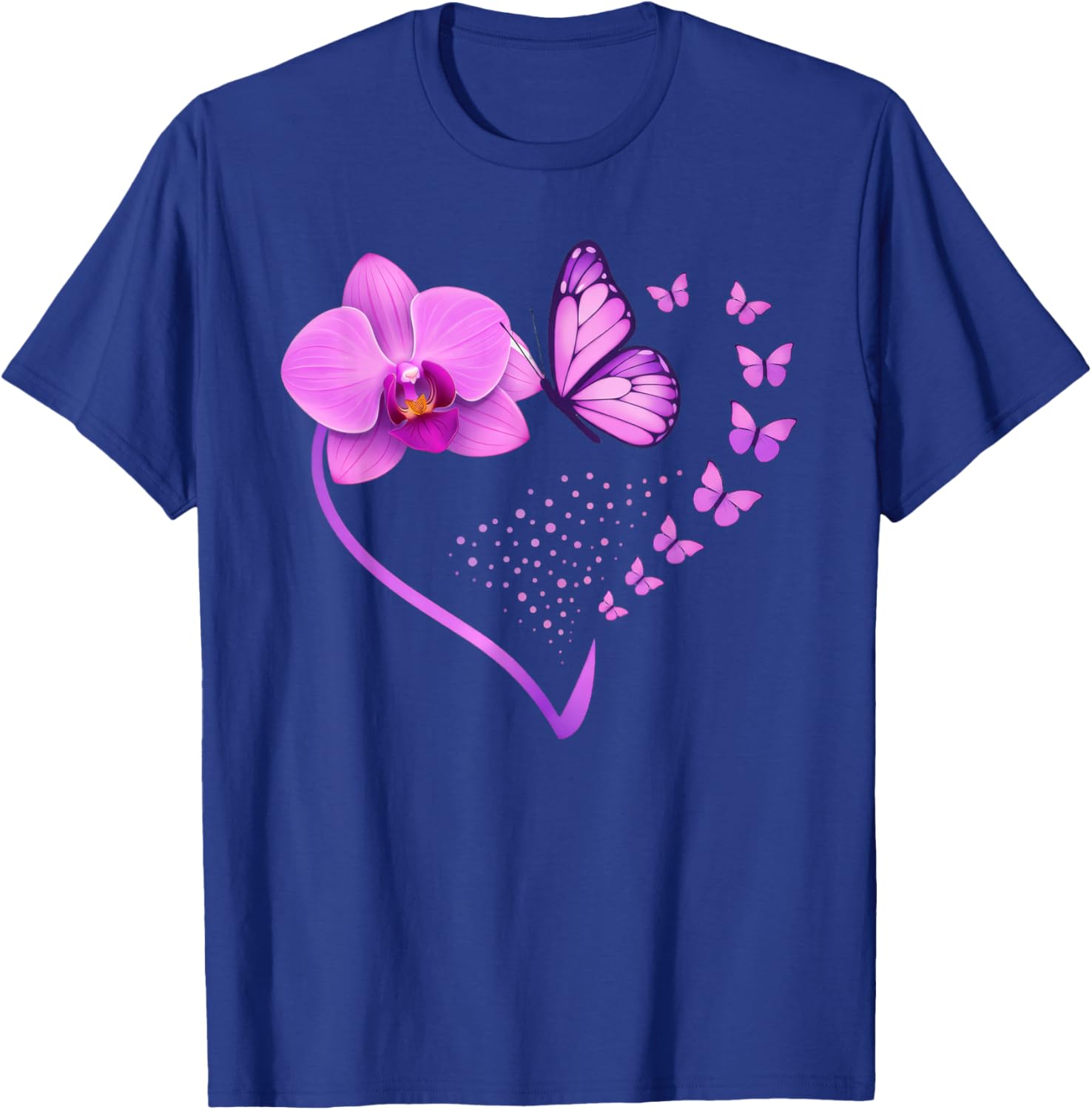 Orchid Butterfly Heart Floral T-Shirt - T-Shirt | Royal