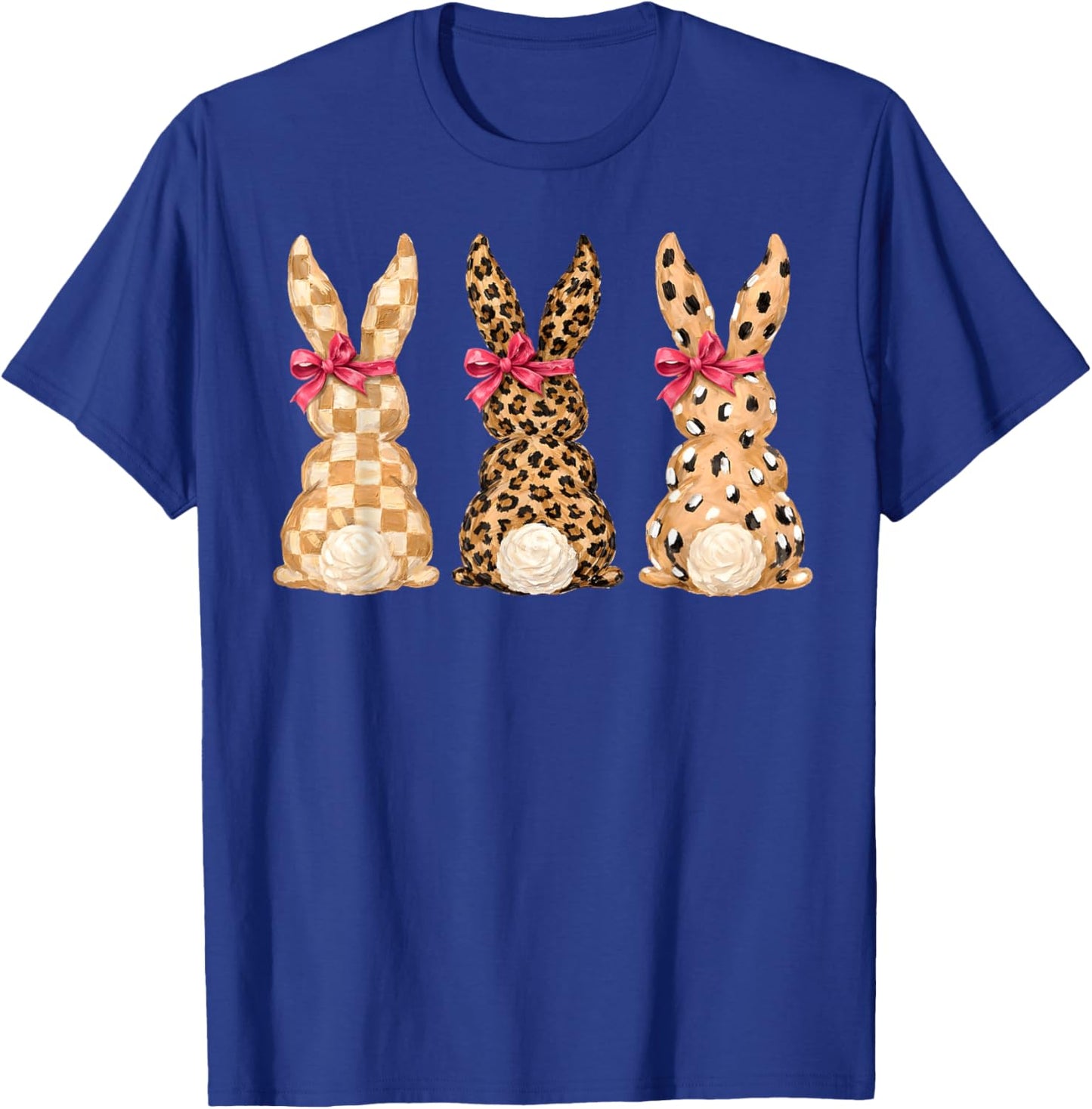 Happy Easter Leopard Bunny Coquette Bow Girl Women Kid T-Shirt - T-Shirt | Royal