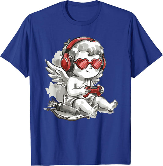 Video Games Cupid Gamer Funny St. Valentine's Day T-Shirt - T-Shirt | Royal