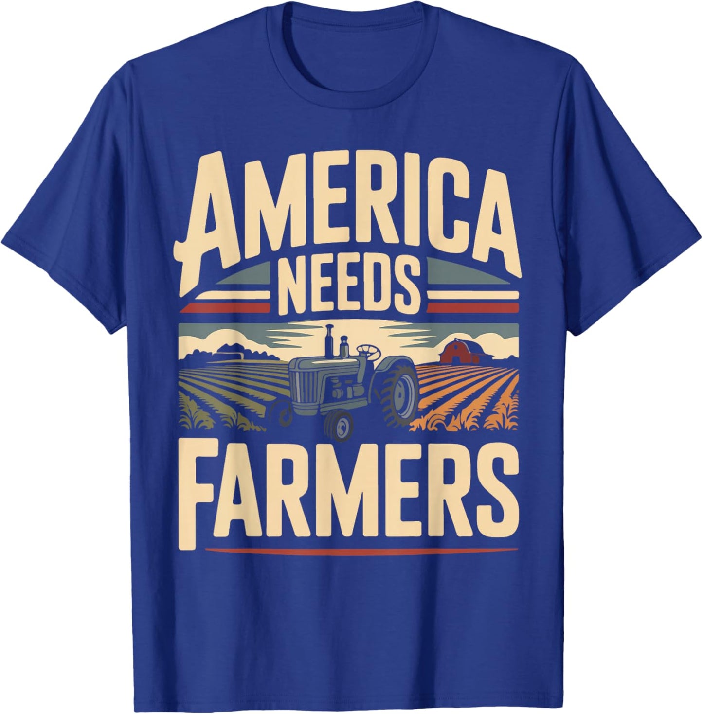 Farming Farmer Tractor America Needs Farmers T-Shirt - T-Shirt | Royal