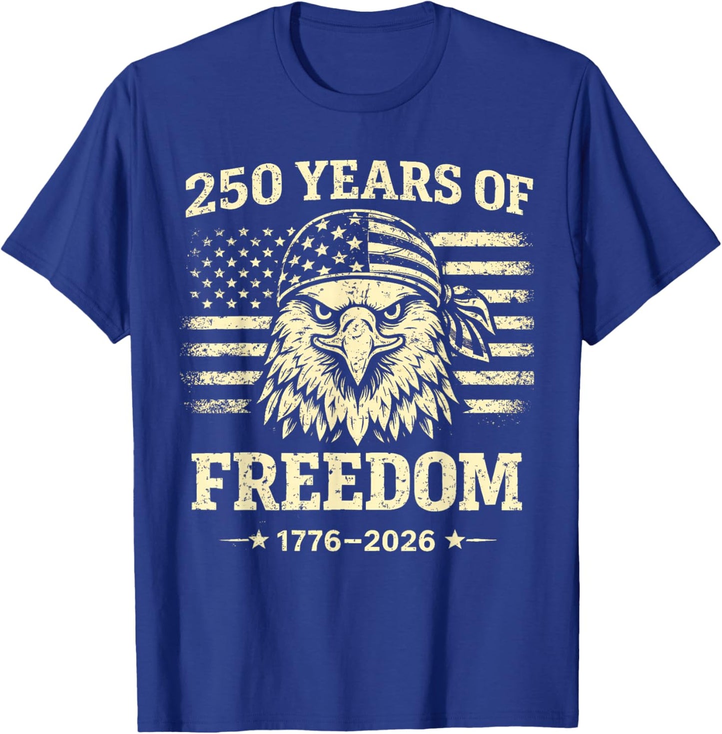 Flag Vintage 250 Years American 1776 2026 250th USA Birthday T-Shirt - T-Shirt | Royal