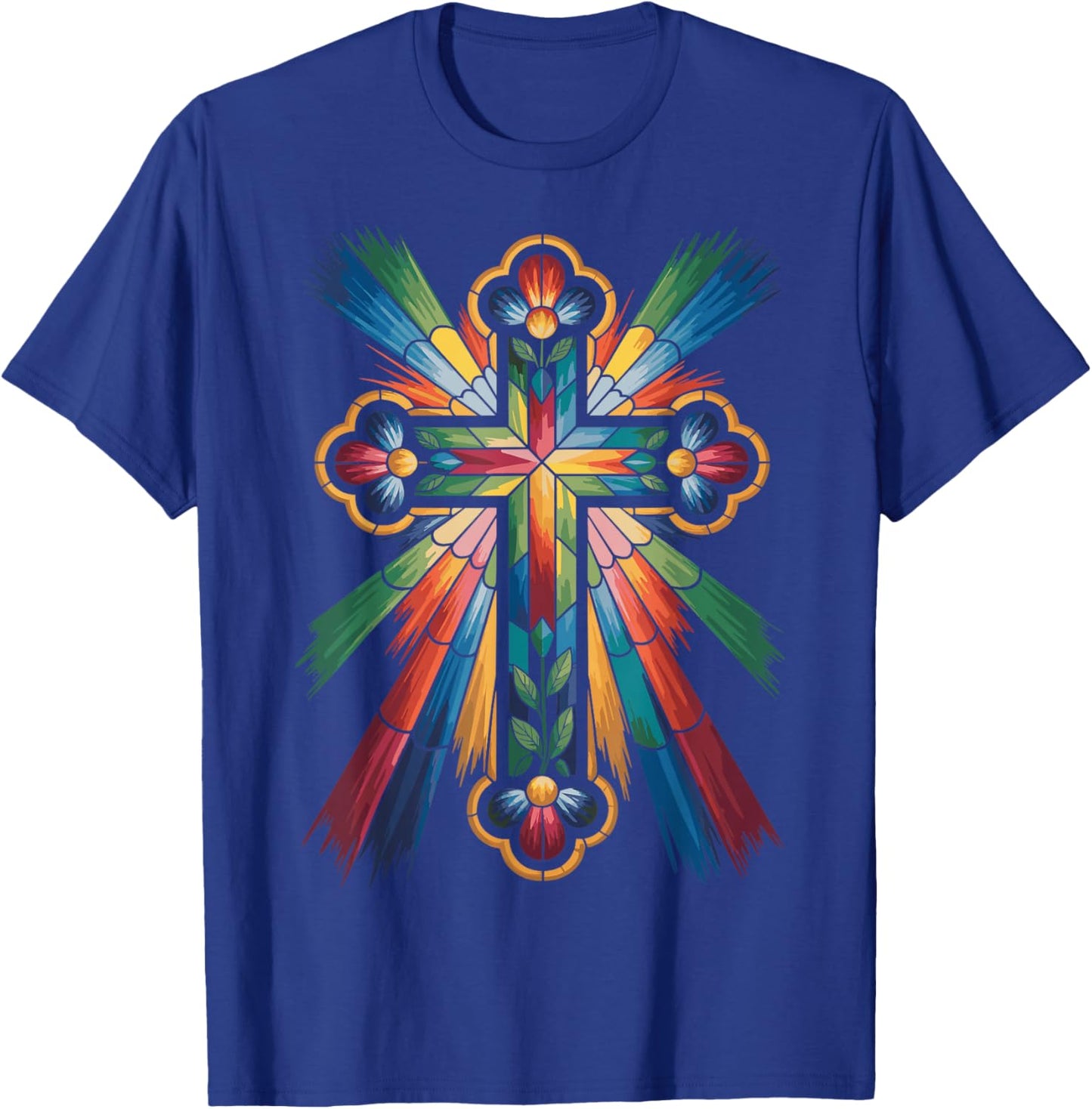 Cross Colorful Christian Religous T-Shirt - T-Shirt | Royal