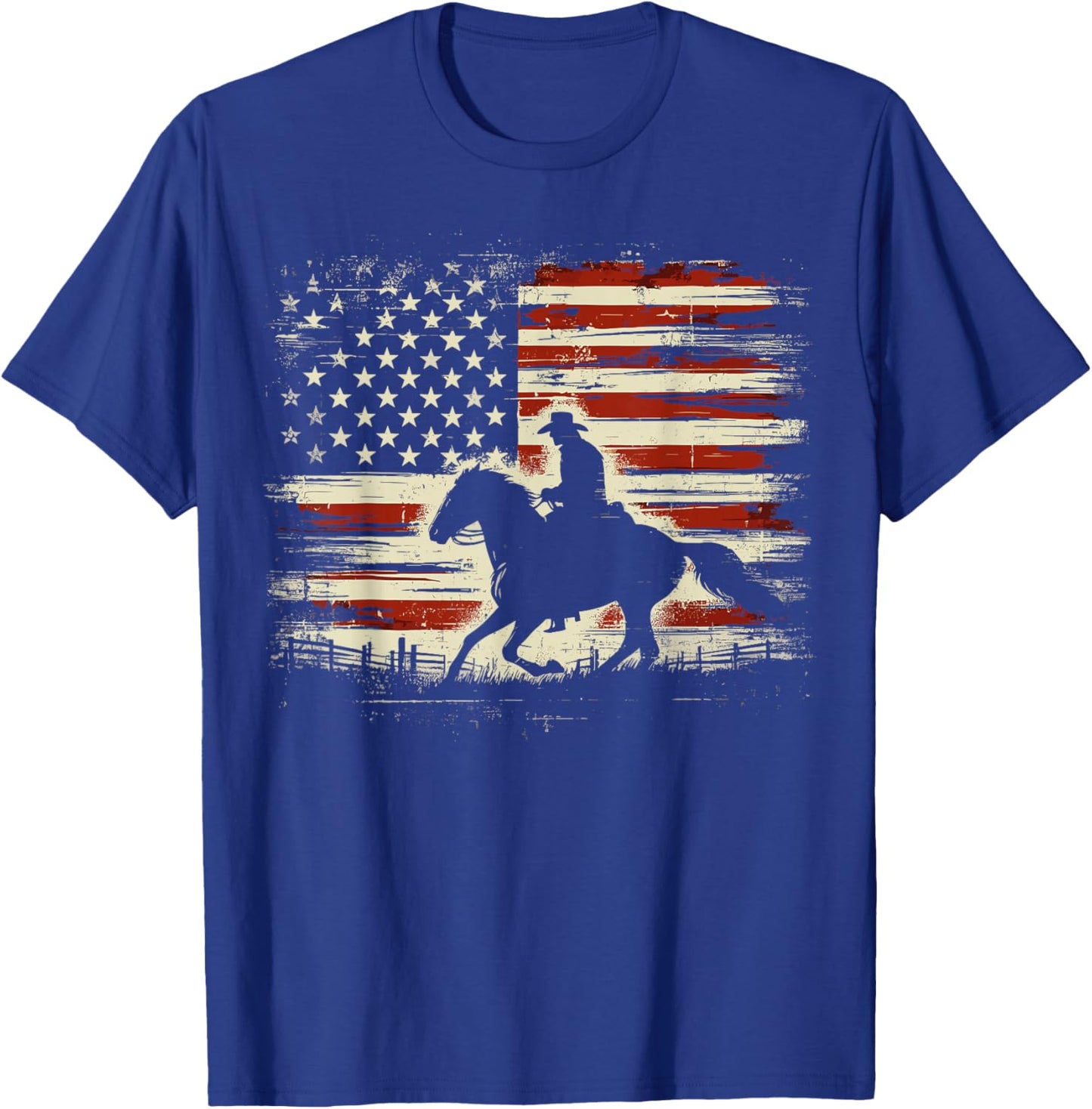 Patriotic Cowboy Horse Western T-Shirt - T-Shirt | Royal