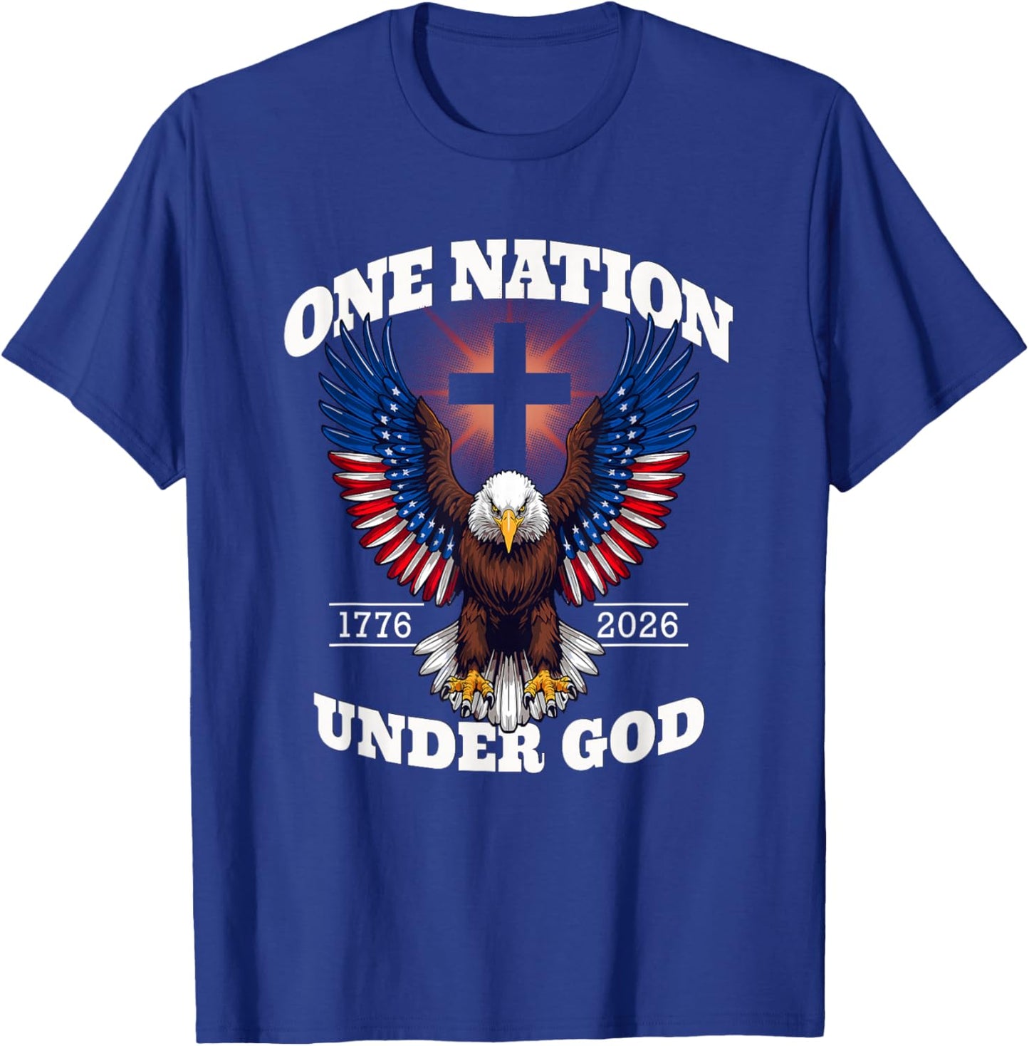 One Nation Under God Patriotic Eagle Design T-Shirt - T-Shirt | Royal