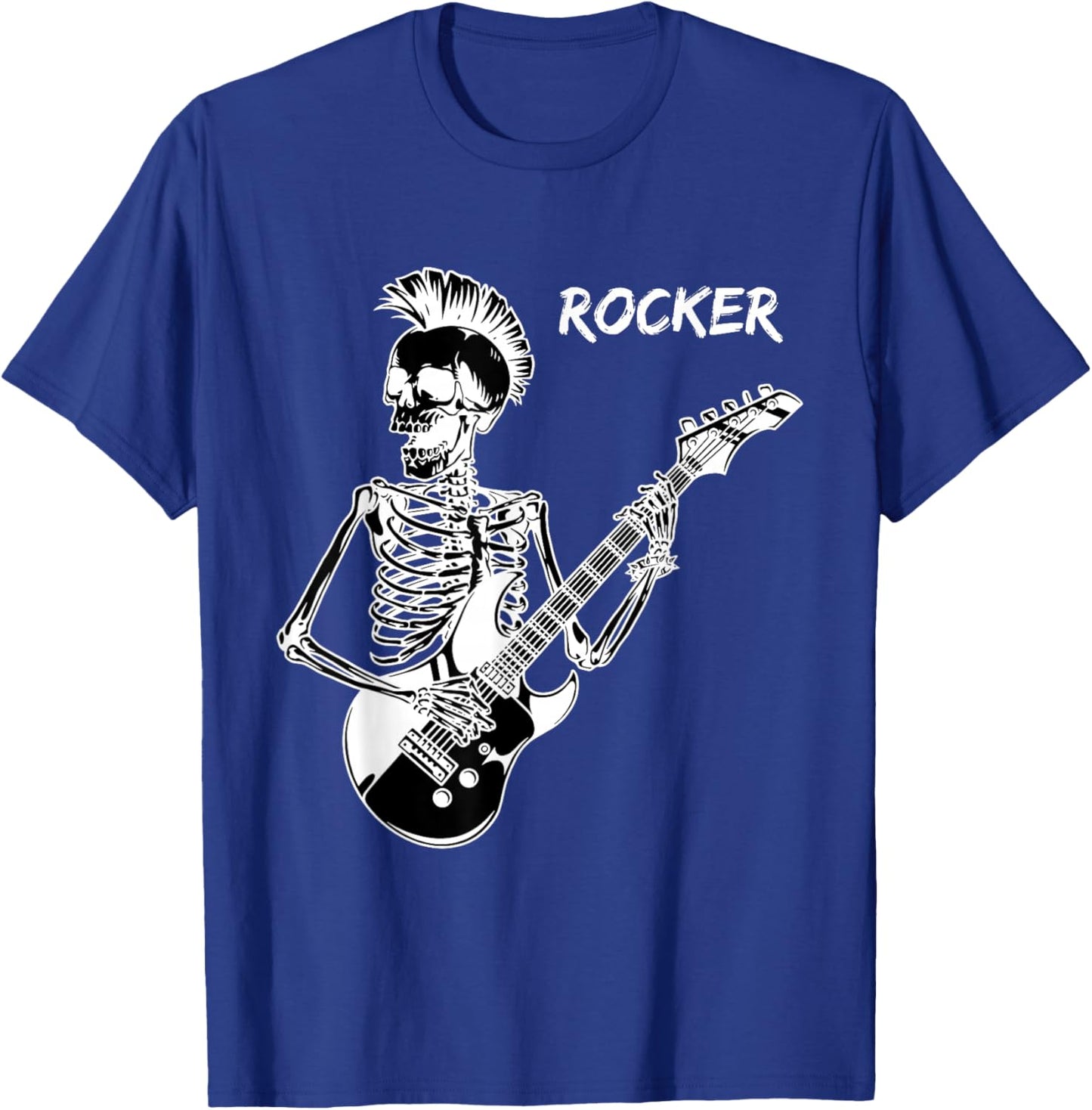 Rocker Skeleton Guitar Skater Cool Halloween Punk Rock T-Shirt - T-Shirt | Royal