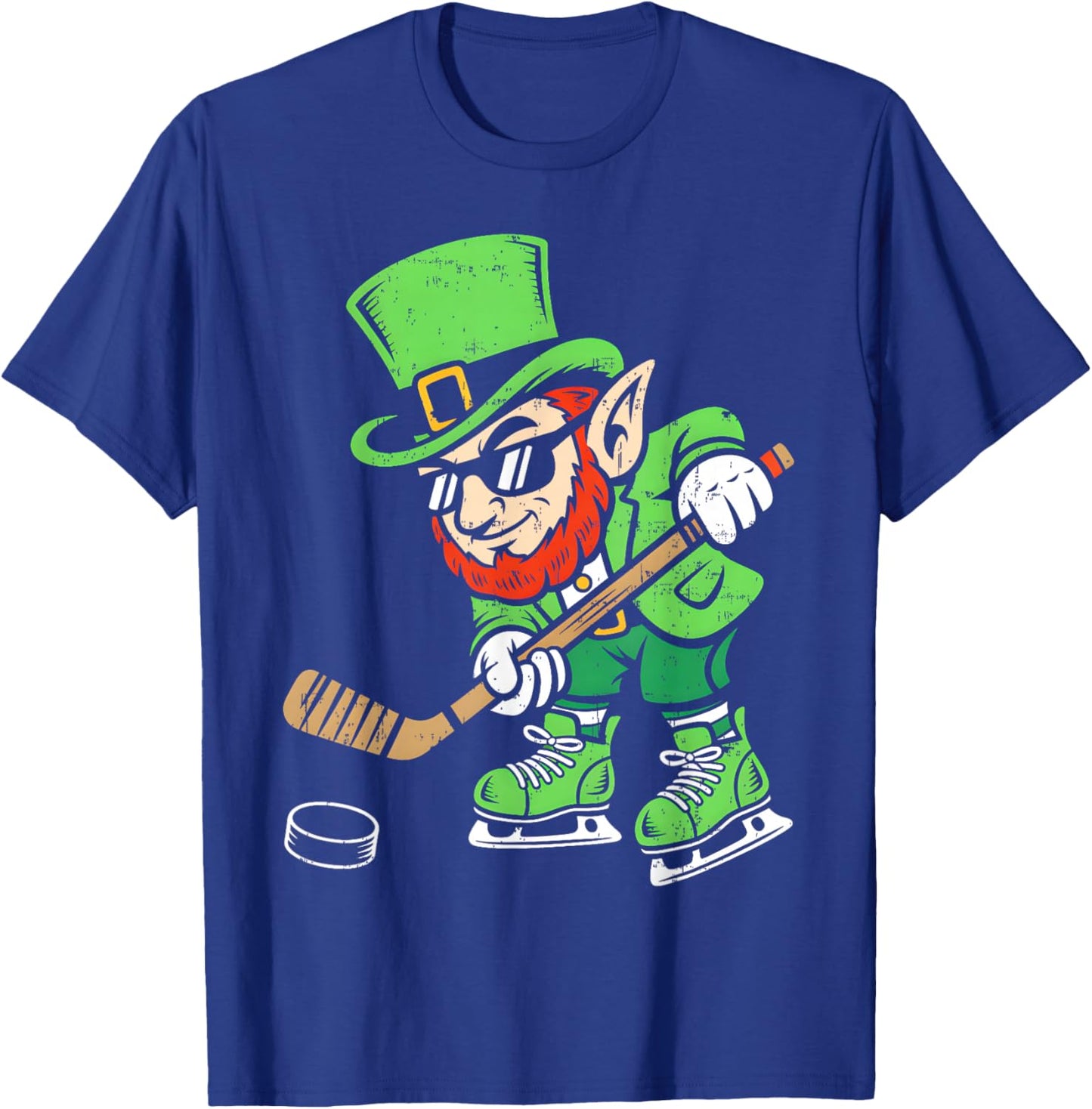 Leprechaun Playing Hockey Funny St Patricks Day Sport Kids T-Shirt - T-Shirt | Royal