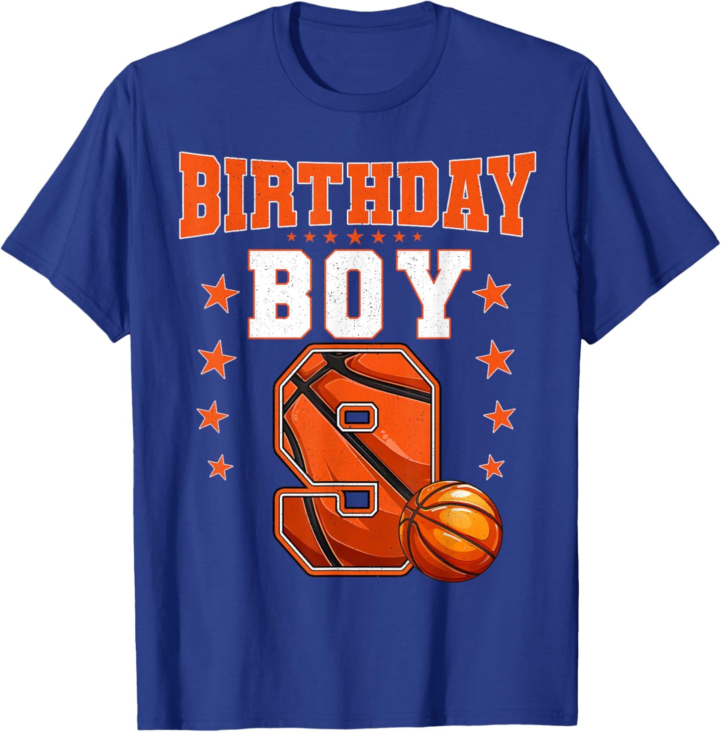 Kids 9 Year Old Birthday Boy Basketball 9th Birthday Party T-Shirt - T-Shirt | Royal