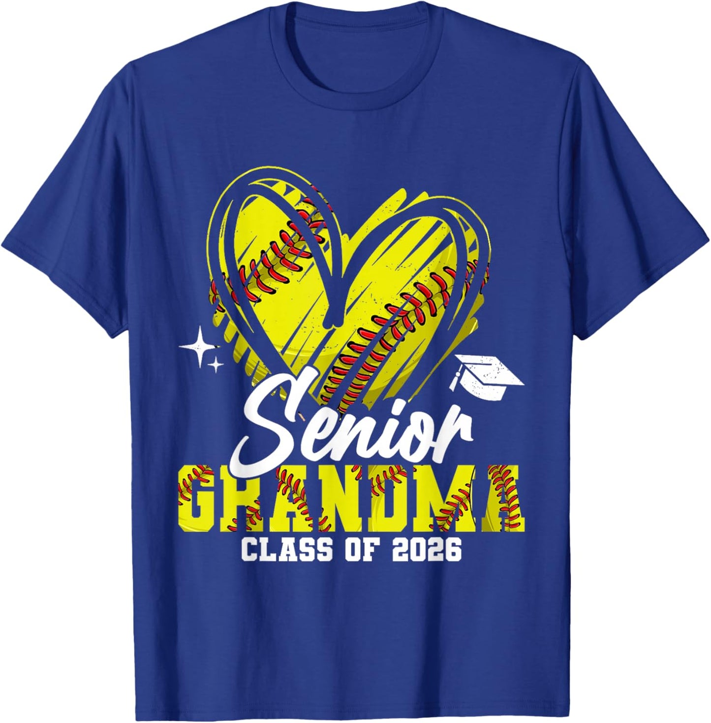 Senior Grandma Class of 2026 Softball Graduation Heart.png T-Shirt - T-Shirt | Royal