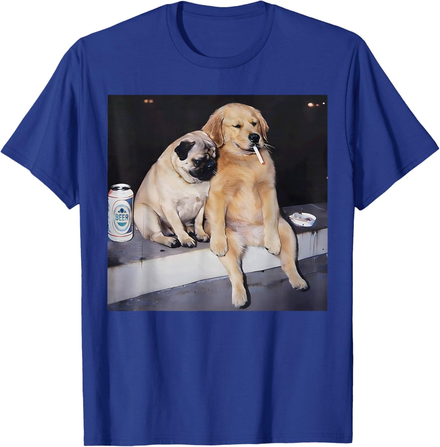 Funny Smoking Dog Pug Meme Golden Retriever Meme T-Shirt - T-Shirt | Royal