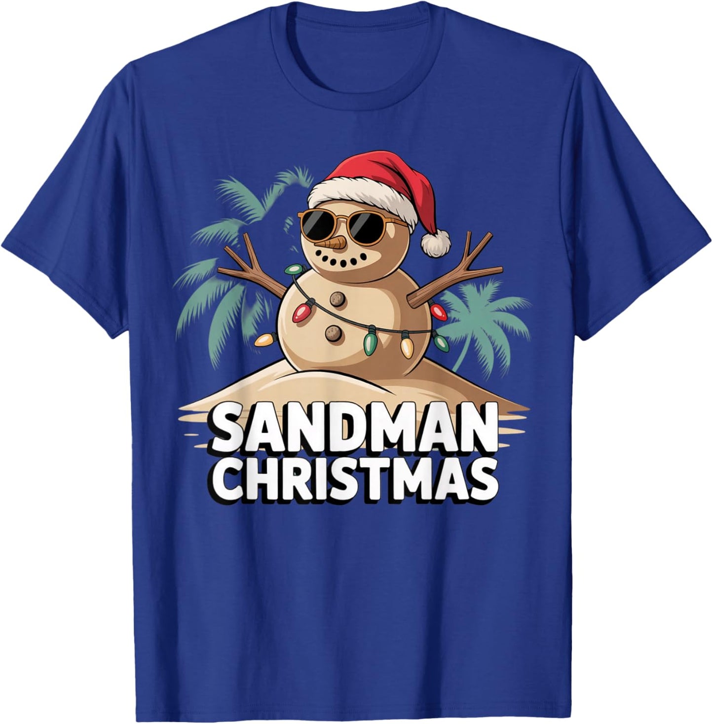 Sandman Christmas Design Tropical Beach Snowman T-Shirt - T-Shirt | Royal