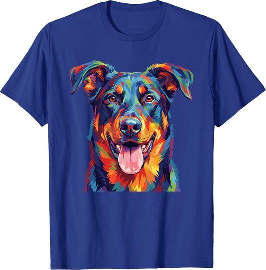 Colorful Beauceron Dog Head Rainbow Style T-Shirt - T-Shirt | Royal