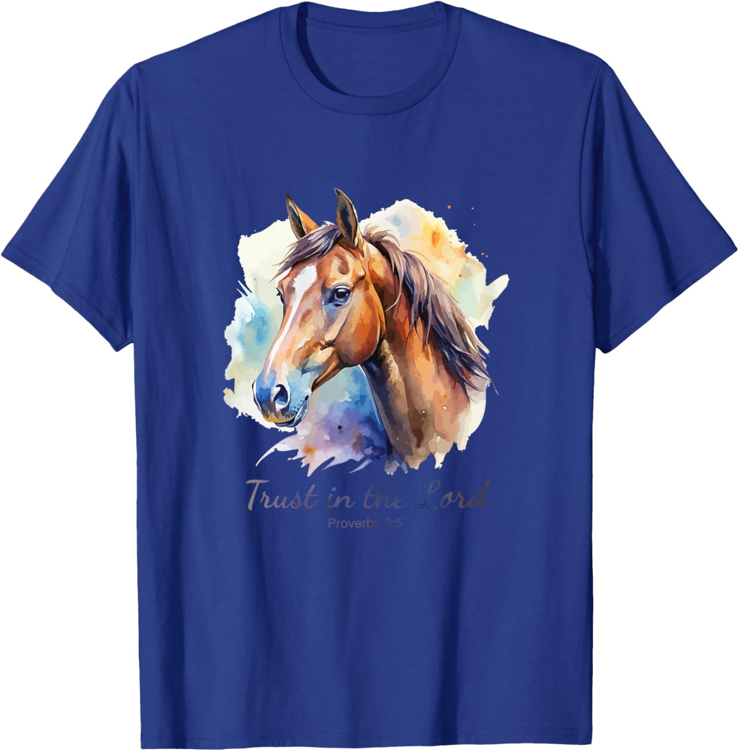 Proverbs 3:5 Trust in The Lord – Women Girls Horse (White) T-Shirt - T-Shirt | Royal