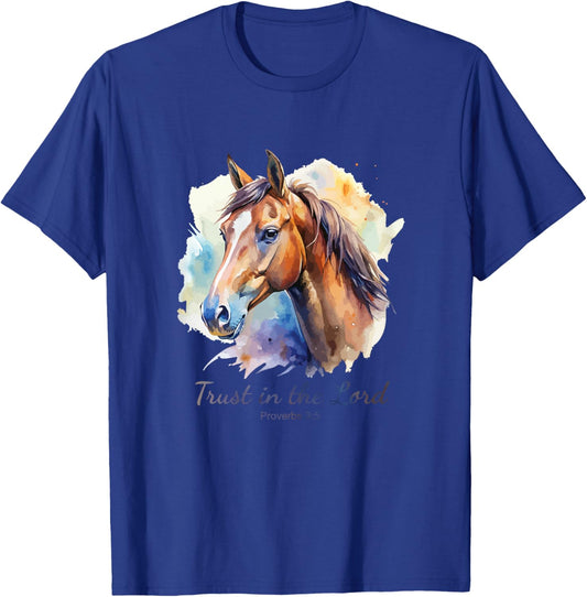 Proverbs 3:5 Trust in The Lord – Women Girls Horse (White) T-Shirt - T-Shirt | Royal
