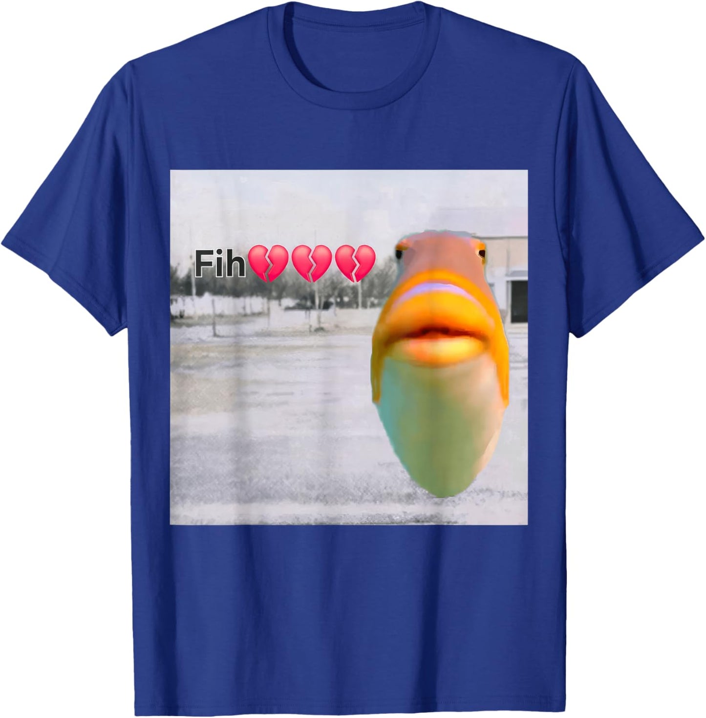 Funny Fish Calling Misspelled Fih Meme Sybau Absurd Brainrot T-Shirt - T-Shirt | Royal