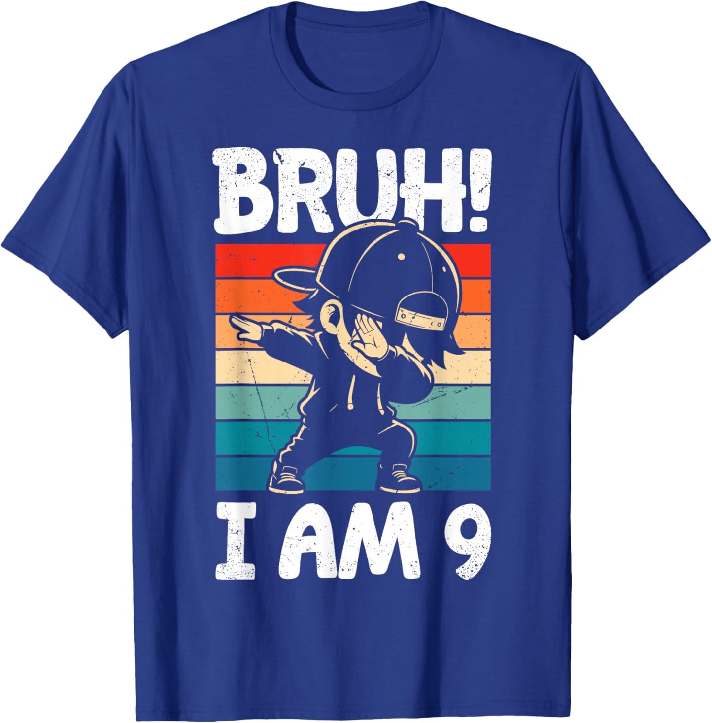 Bruh I Am 9 Year Old Dabbing Boy 9th Birthday Decorations T-Shirt - T-Shirt | Royal