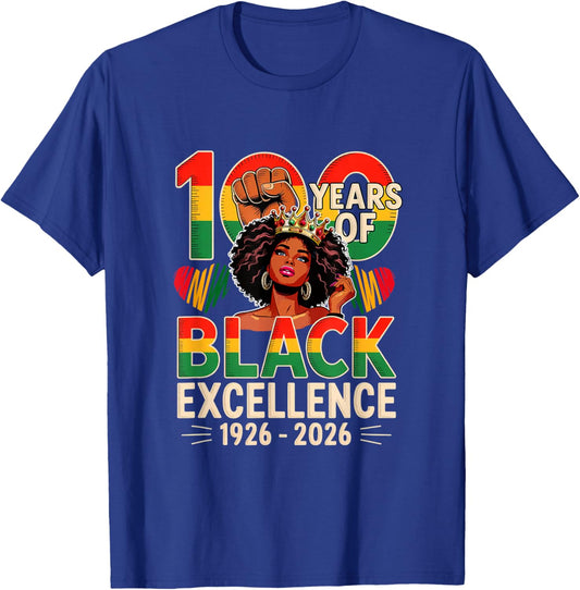 100 Years of Black 1926-2026 Proud Black History Afro Women T-Shirt - T-Shirt | Royal