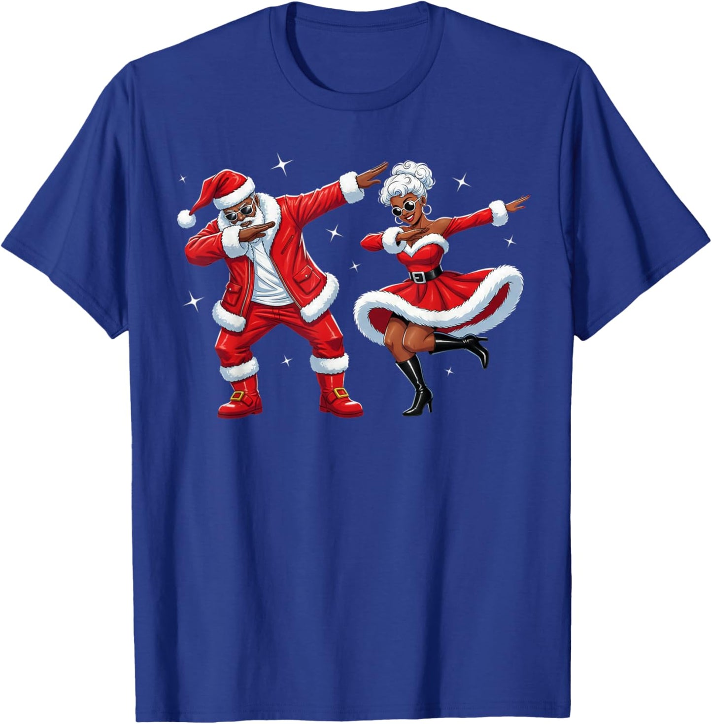 African Santa Mrs Claus Dabbing African America Christmas T-Shirt - T-Shirt | Royal
