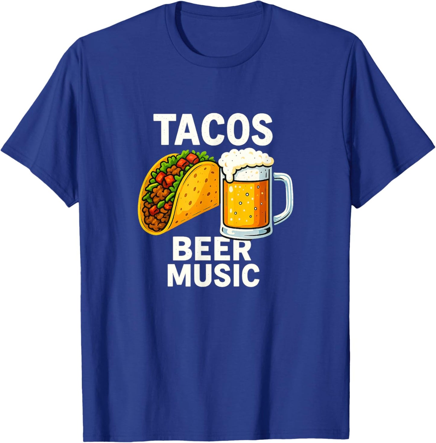 Tacos Beer Music T-Shirt - T-Shirt | Royal