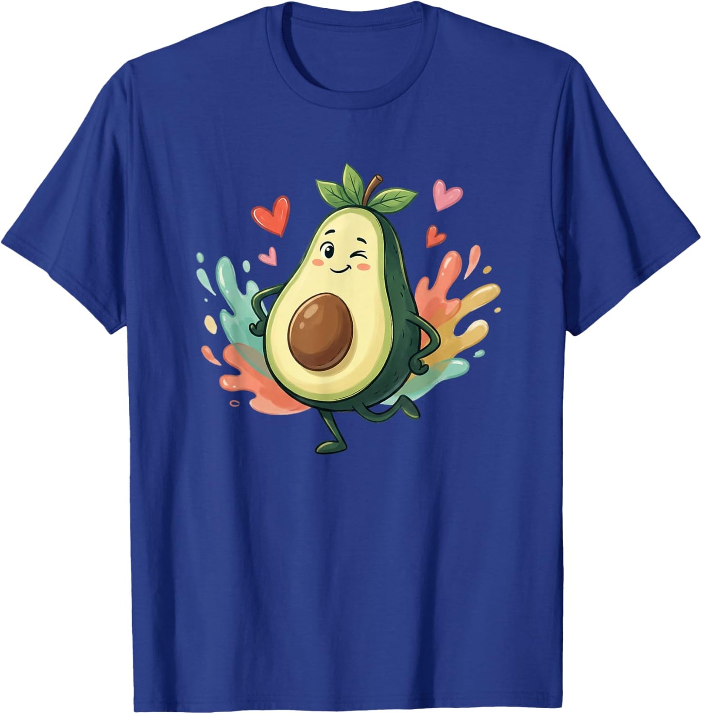 Cute Kawaii Avocado Walking with Hearts Around T-Shirt - T-Shirt | Royal
