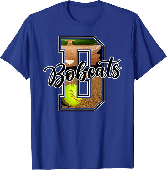 Bobcats Softball Letter School Spirit Mascot Bobcat Pride T-Shirt - T-Shirt | Royal