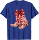 Retro Cowgirl Boots Red Coquette Bow Hearts Valentines Day T-Shirt - T-Shirt | Royal