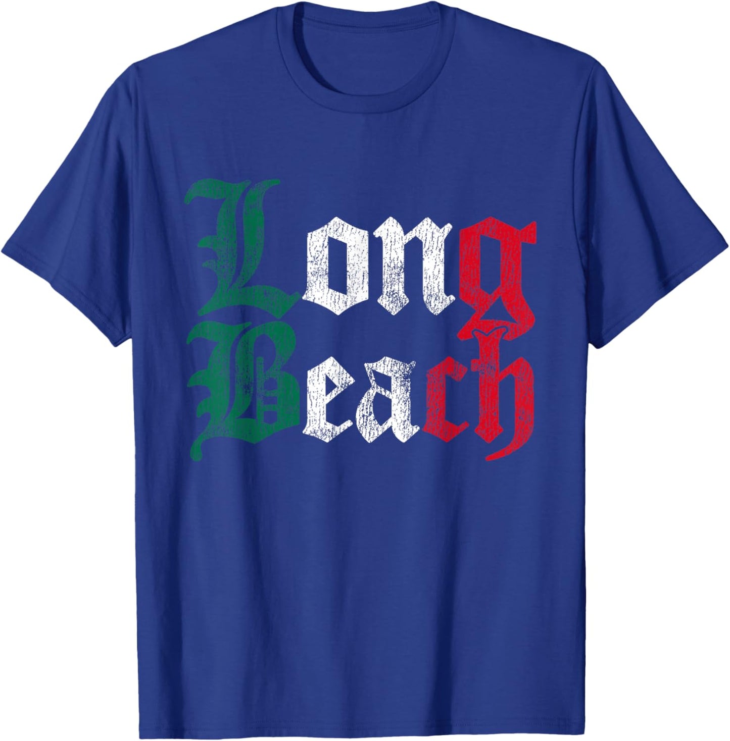 Retro Long Beach California Mexican Flag T-Shirt - T-Shirt | Royal