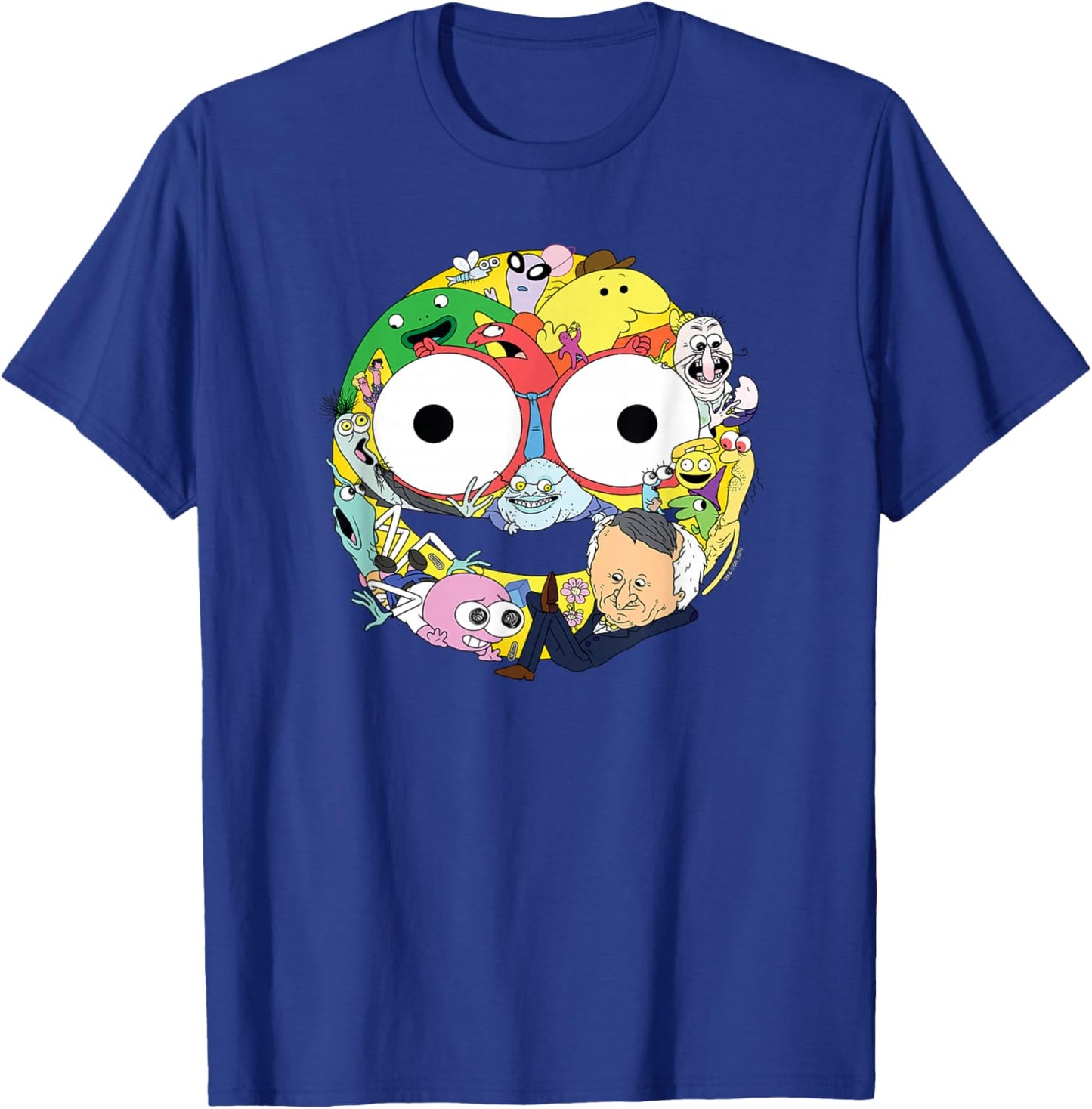 Smiling Friends Smiley Face Character Collage Funny Cartoon T-Shirt - T-Shirt | Royal