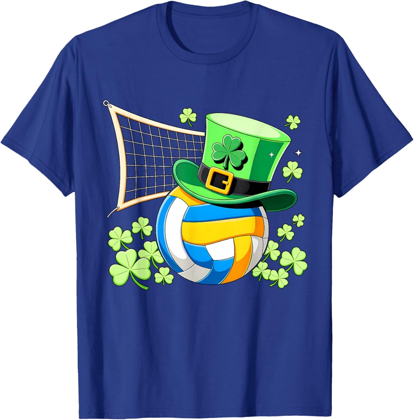 Volleyball St Patricks Day Lucky Volleyball Player Shamrock T-Shirt - T-Shirt | Royal