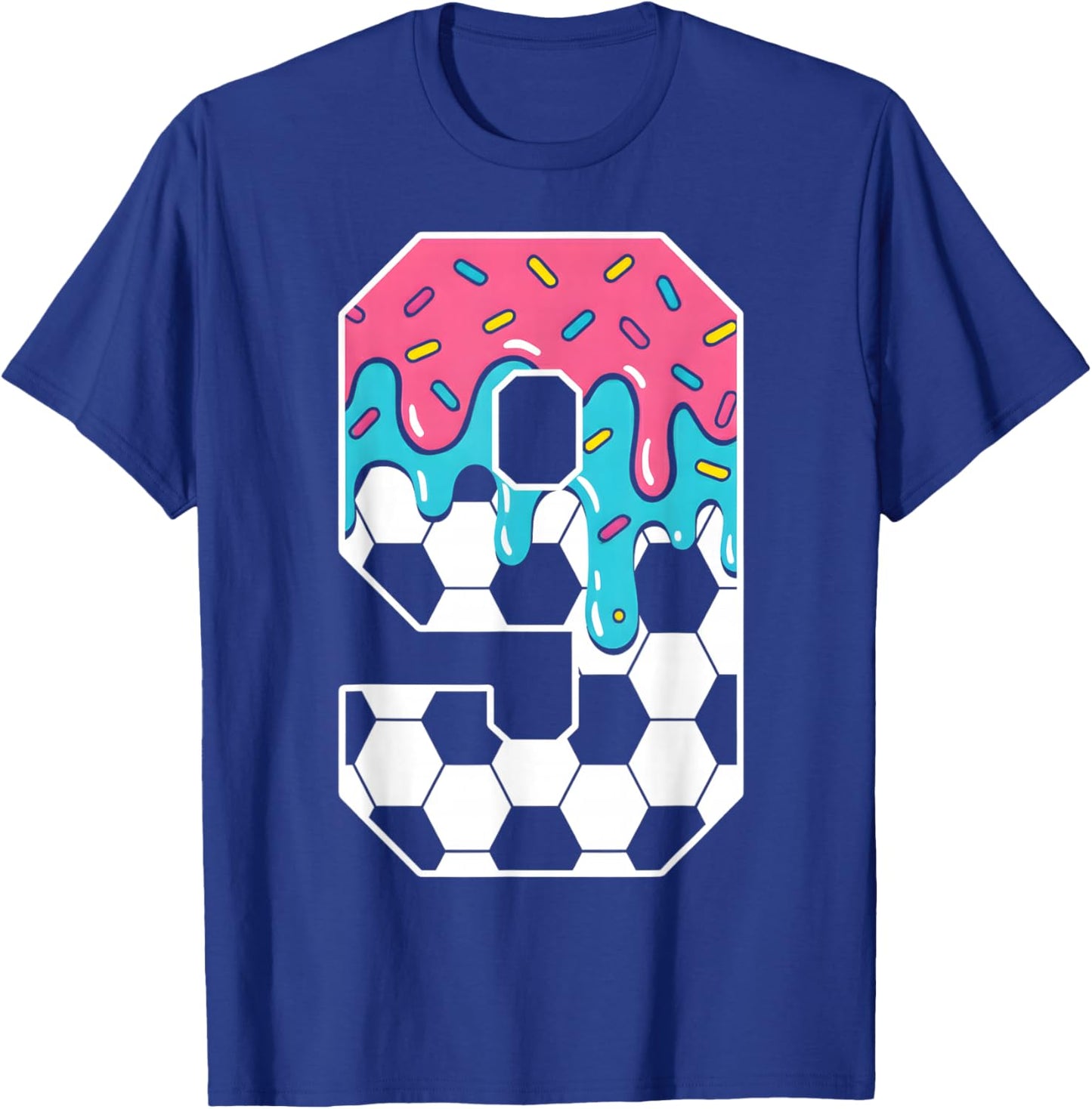 Soccer 9 Year Old Ice Cream Drip Youth 9th Birthday Boy 9 T-Shirt - T-Shirt | Royal
