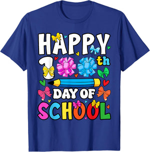 Happy 100th Day of School Coquette Bow 100 Days Girls T-Shirt - T-Shirt | Royal
