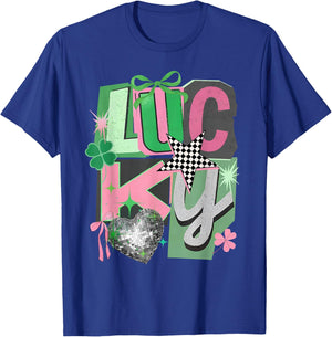 Coquette Bow St.Patrick's Day Lucky Shamrock Irish Ireland T-Shirt - T-Shirt | Royal