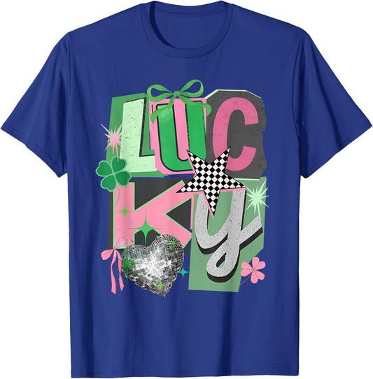 Coquette Bow St.Patrick's Day Lucky Shamrock Irish Ireland T-Shirt - T-Shirt | Royal