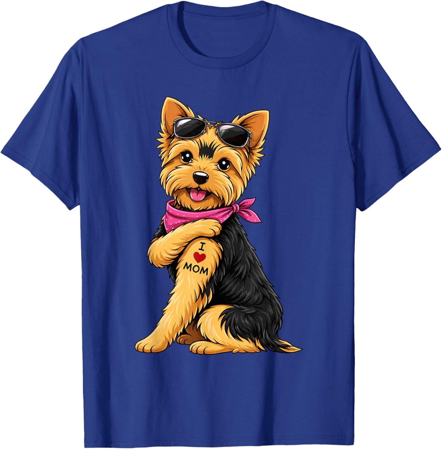 YorkieTattooed Yorkshire Terrier I Love Mom Dog Lover T-Shirt - T-Shirt | Royal