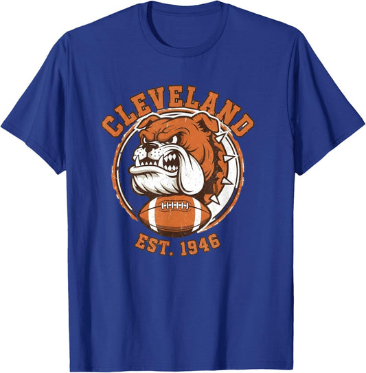 Vintage Cleveland Football Dog Design T-Shirt - T-Shirt | Royal