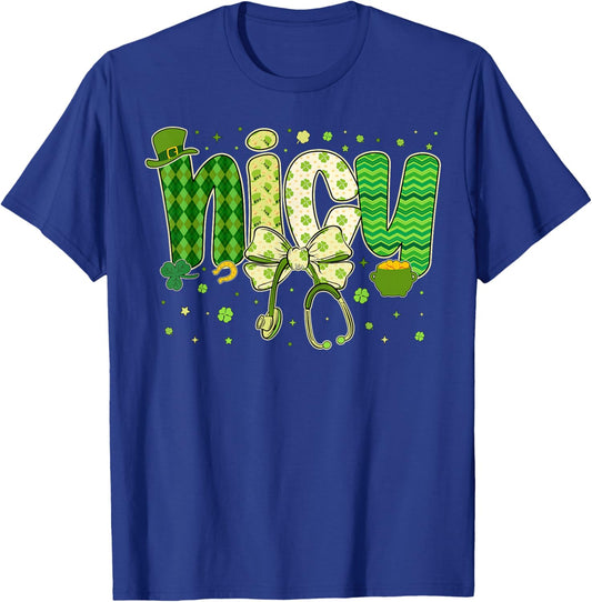 St Patricks NICU Nurse Neonatal Coquette Saint Patrick T-Shirt - T-Shirt | Royal
