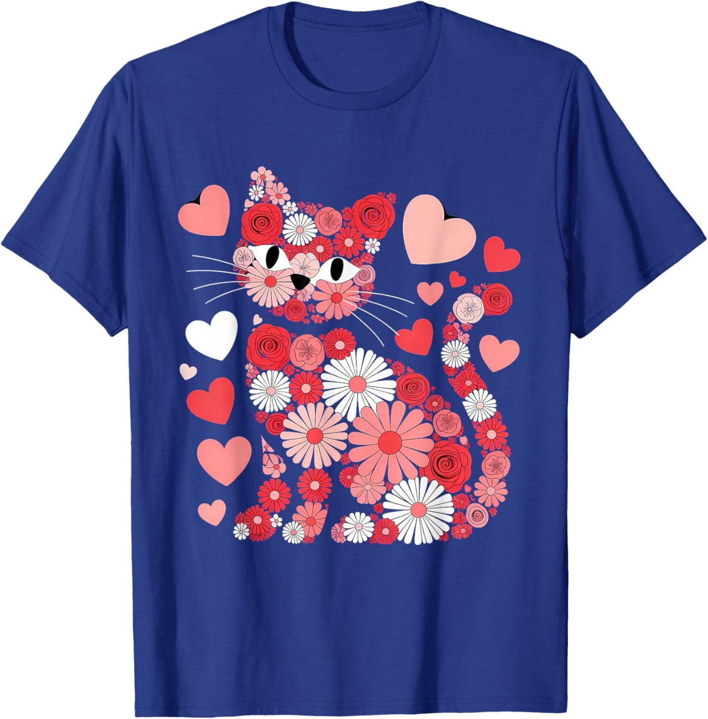 Valentines Day Heart Love Cute Valentine Cat Lover T-Shirt - T-Shirt | Royal