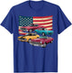 Patriotic American Flag Vintage Muscle Car T-Shirt - T-Shirt | Royal