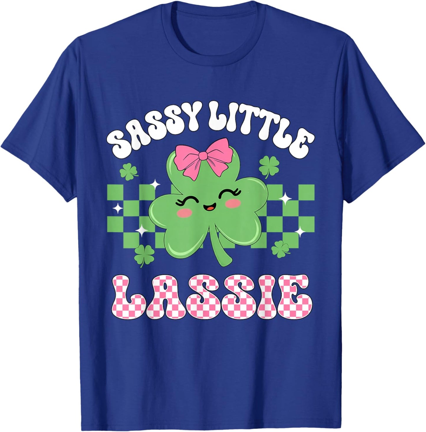 St Patricks Day Shamrock Sassy Little Lassie Irish Girls Kid T-Shirt - T-Shirt | Royal