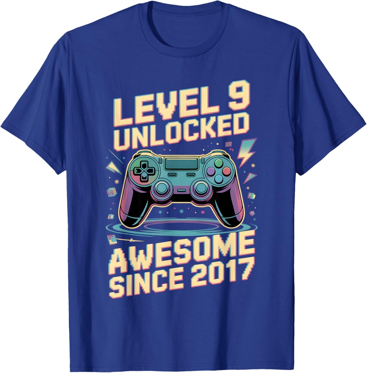 9th Birthday Boy Gift Level 9 Gamer 2017 9 Year Old Party T-Shirt - T-Shirt | Royal
