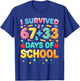 I Survived 67+33 Days of School 100 Days 6 7 Kids Boys Girls T-Shirt - T-Shirt | Royal
