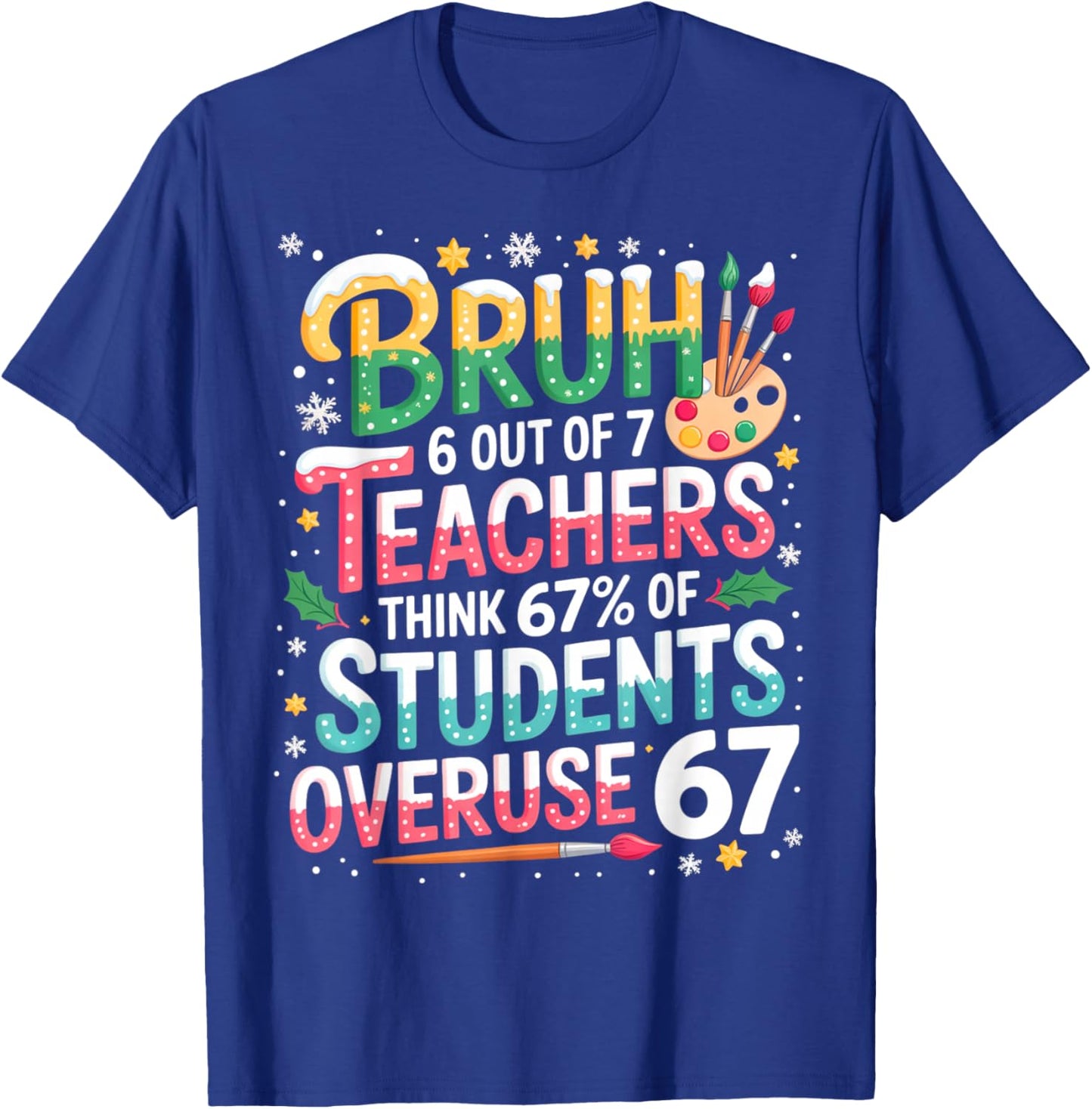 6 Out of 7 Teachers Think 67% of Students Overuse 67 Meme T-Shirt - T-Shirt | Royal