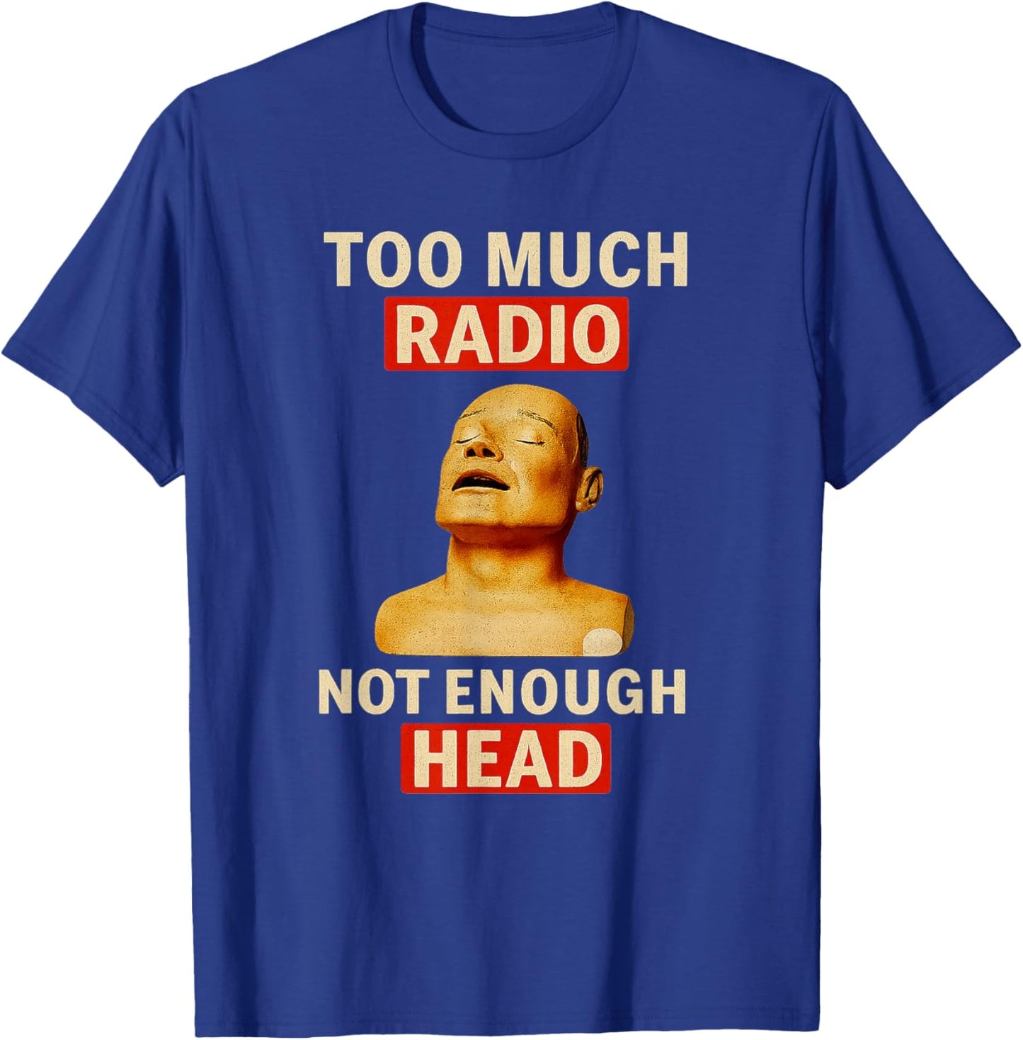 Too Much Radio Not Enough Head Funny 90s 80s 2000s Y2K Retro T-Shirt - T-Shirt | Royal