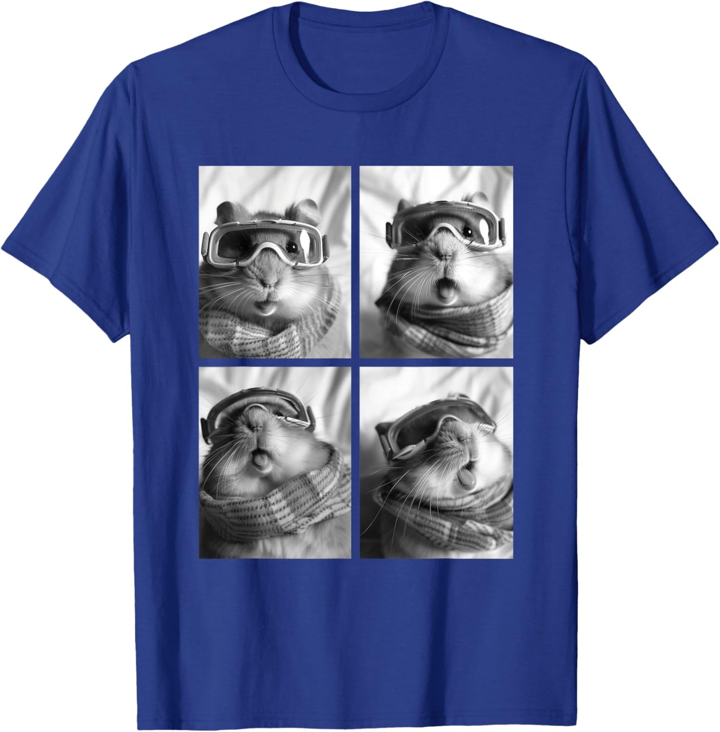 Cute Hamsters with Snow Goggles Funny Forest Animals Winter T-Shirt - T-Shirt | Royal