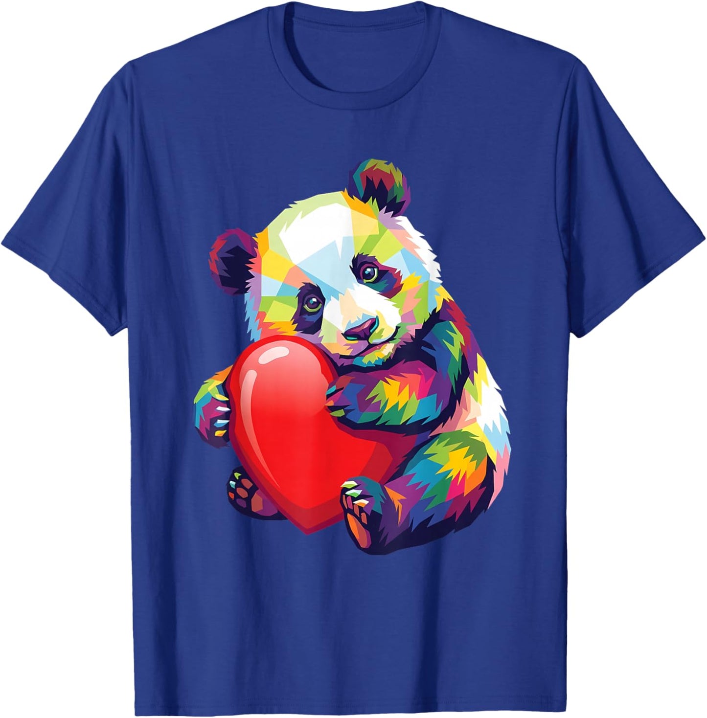 Panda Hugging Valentine Heart Color Critters Rainbow T-Shirt - T-Shirt | Royal