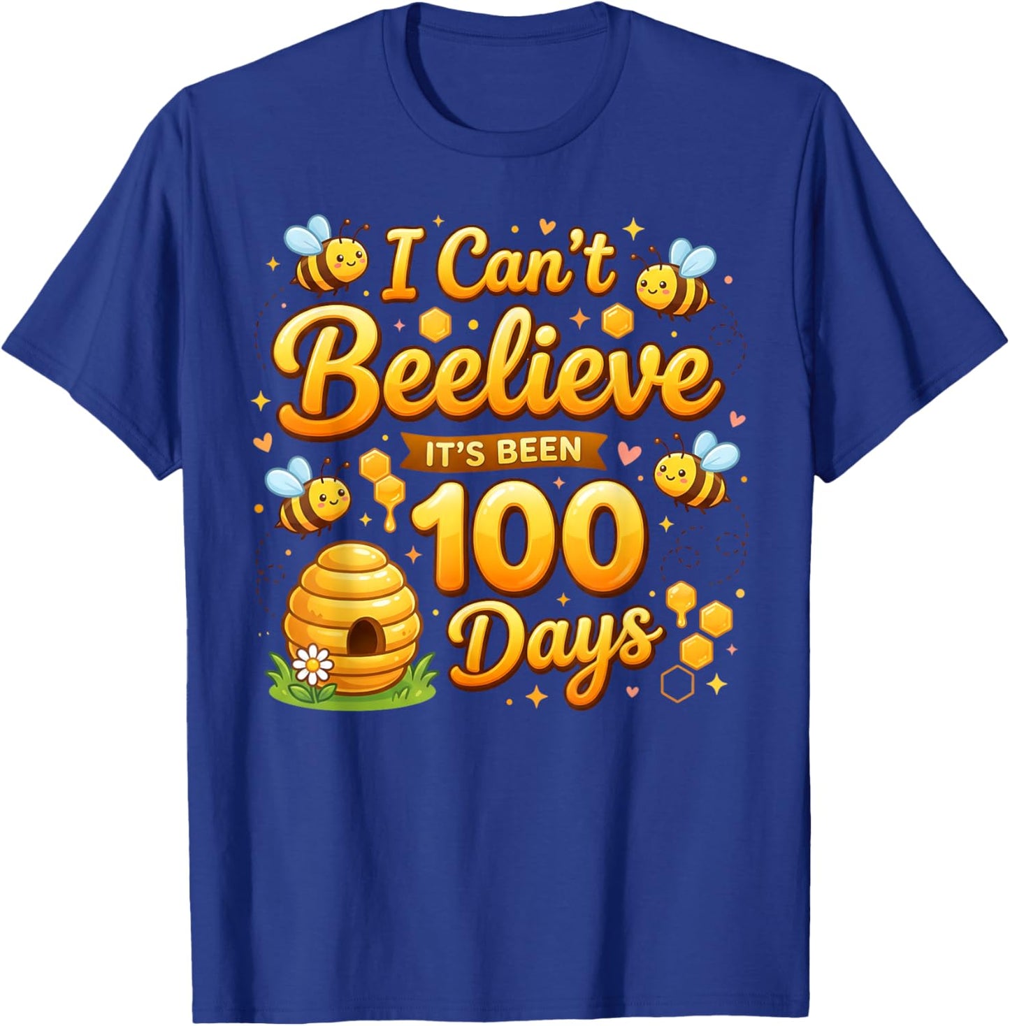 I Can't Believe It's Been 100 Days of School Bee Kids Funny T-Shirt - T-Shirt | Royal